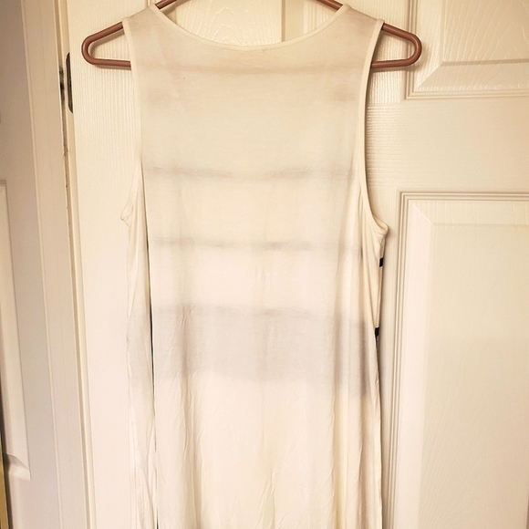 Mystree Exercise Midi Dress Striped Sleeveless Lightweight White Gray Black - Picture 4 of 6